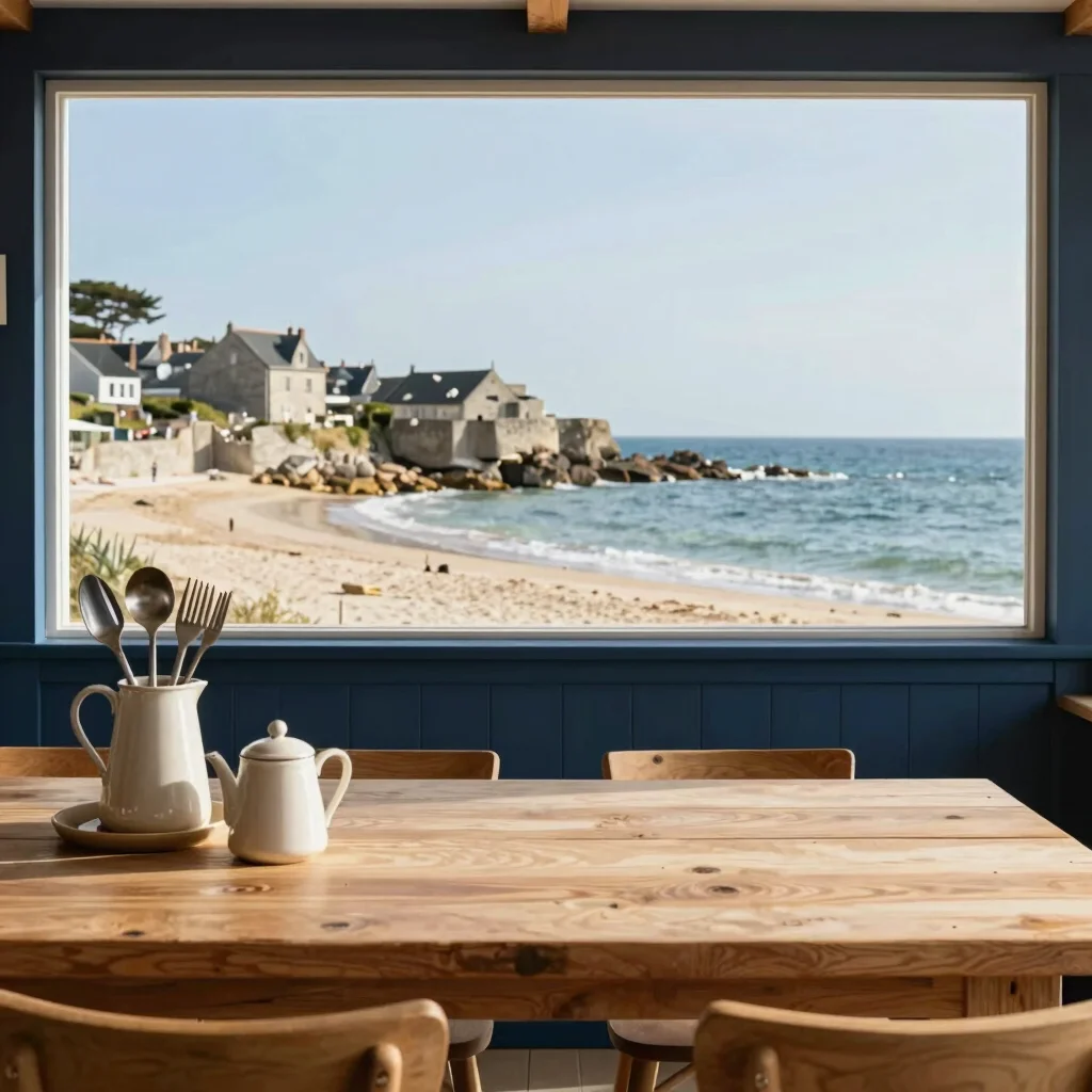 Cuisine moderne et équipée, baignée de lumière naturelle, avec de